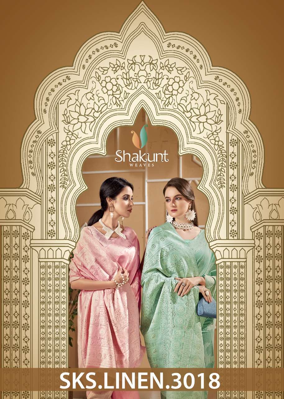shakunt sks linen 3018 saree online supplier