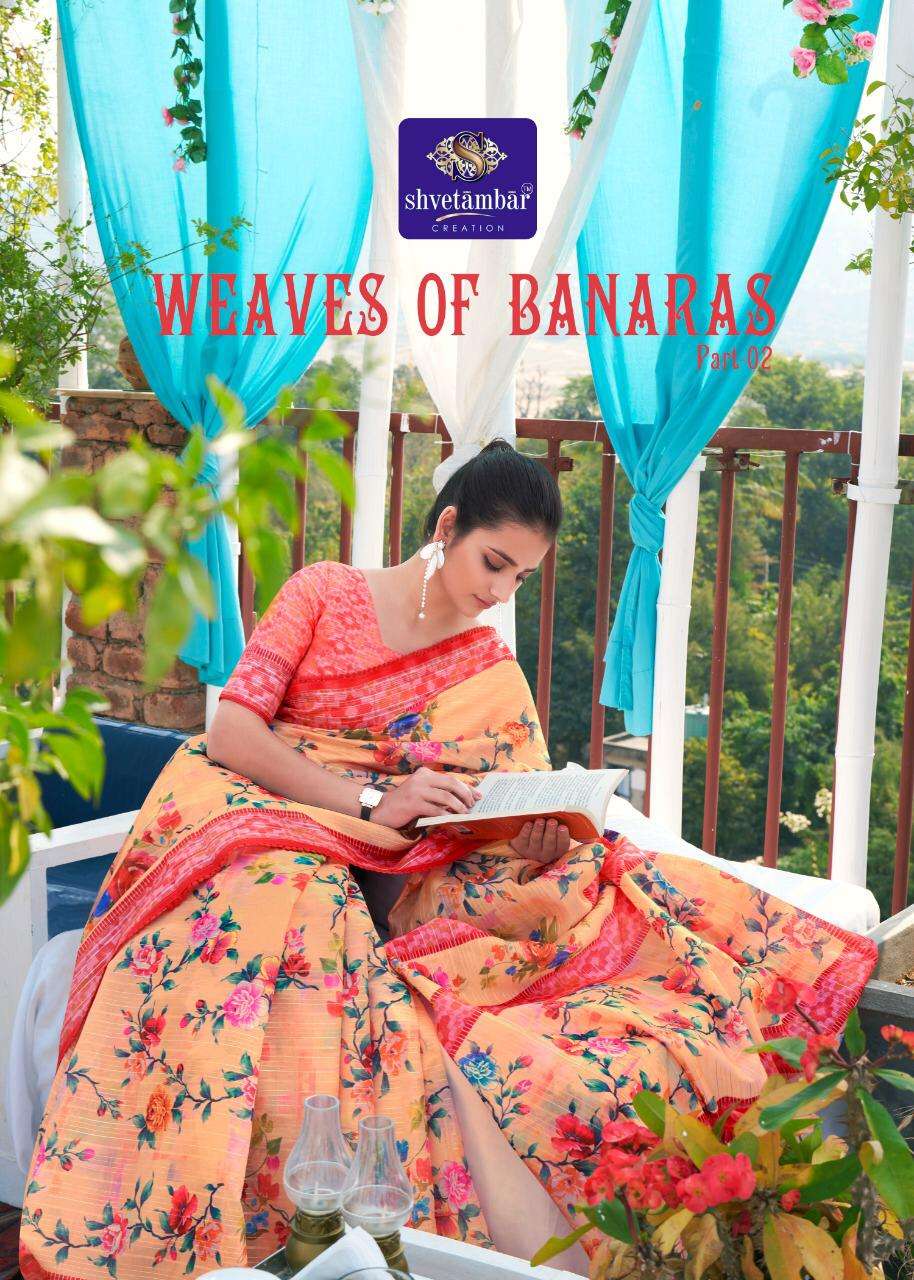 shvetambar creation weaves of banaras vol 2 cotton with curasia border sarees