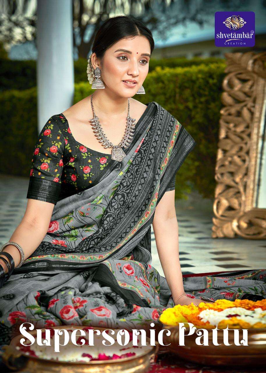 shvetambar supersonic pattu linen silver sarees wholesale 