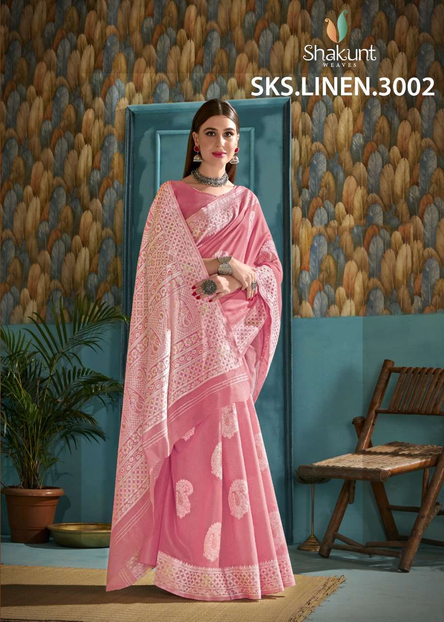 sks linen 3002 by shakunt casual wear designer fancy saree