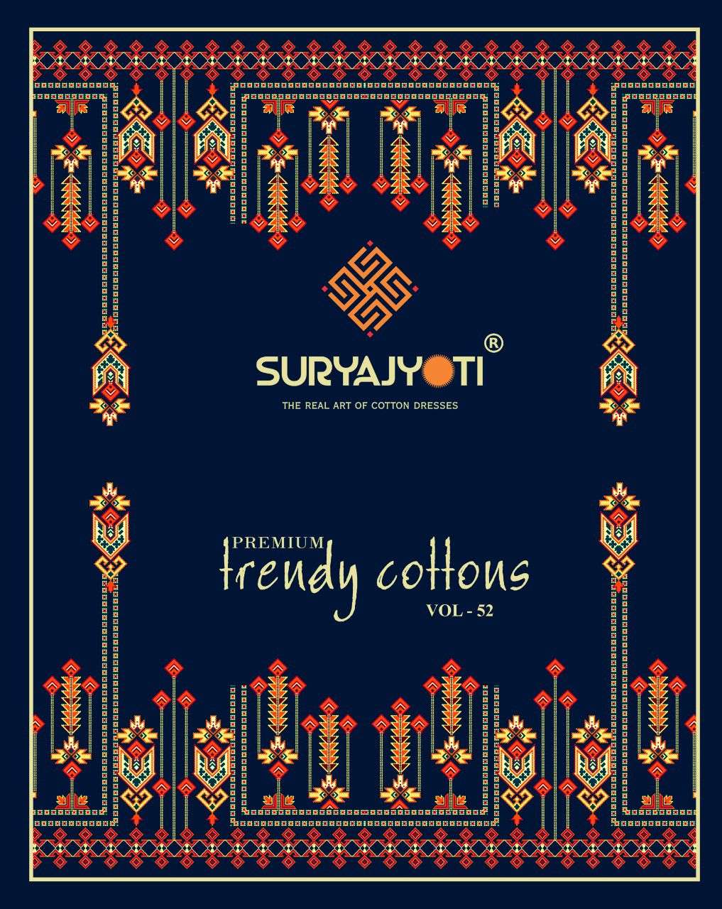 suryajyoti trendy cotton vol 52 unstitched cotton suits catalog 