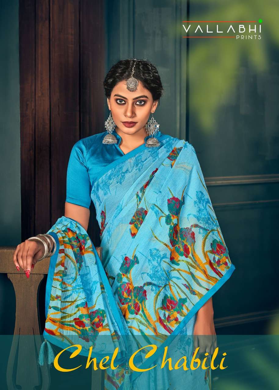vallabhi chel chabili georgette printed casual wear saree
