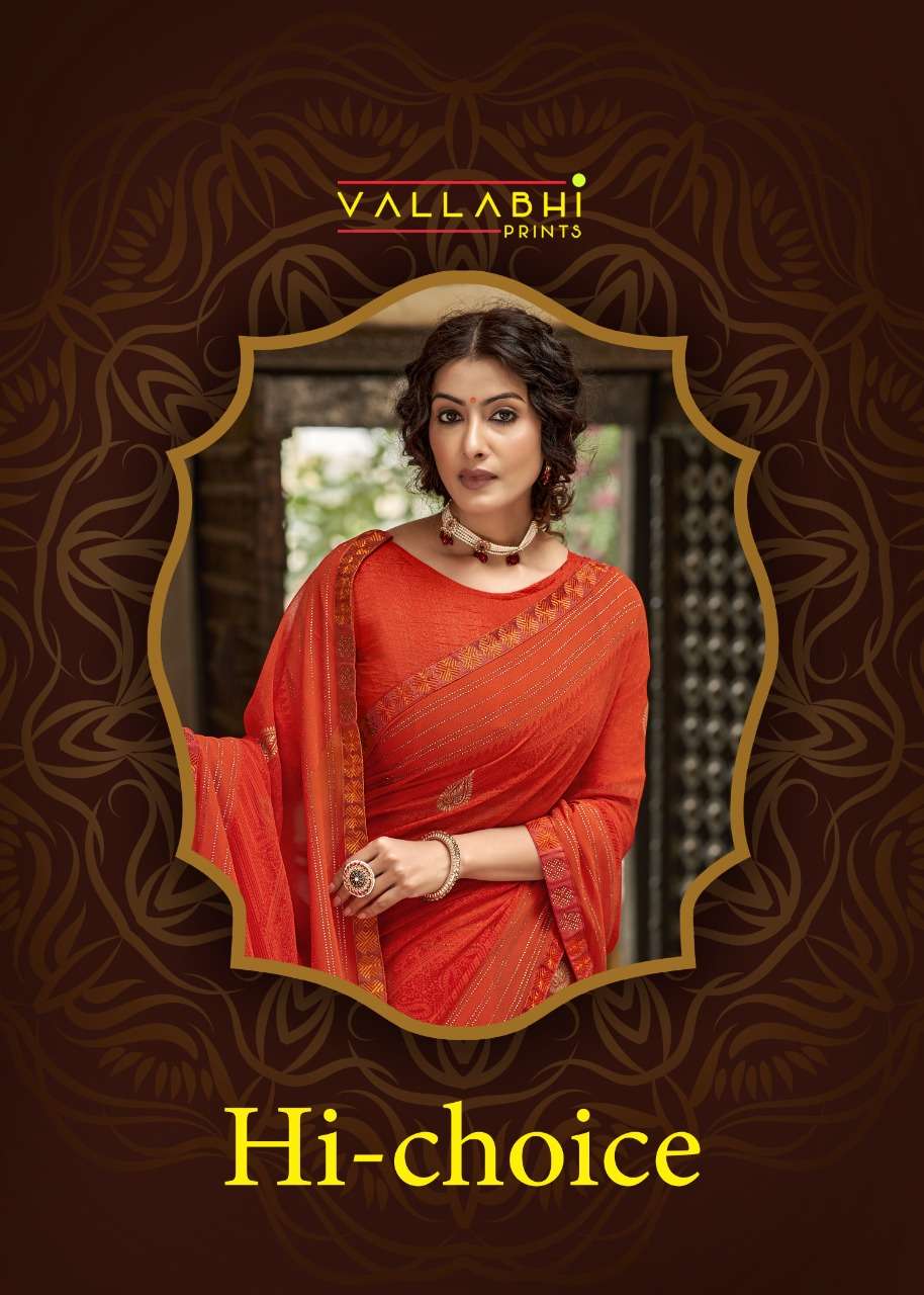 vallabhi hi-choice georgette printed casual wear sarees collection in surat
