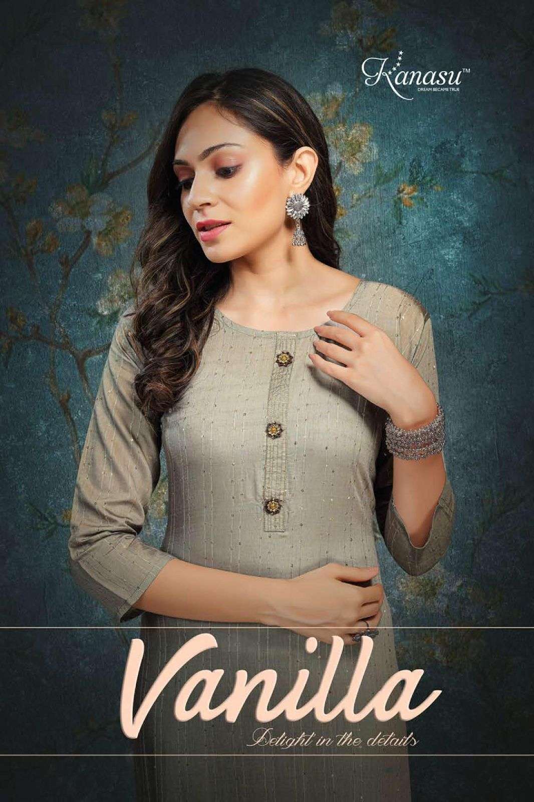 VANILLA BY KANASU HEAVY DIABLE CHANDERI SEQUANCE DOBBY KURTI CATALOG
