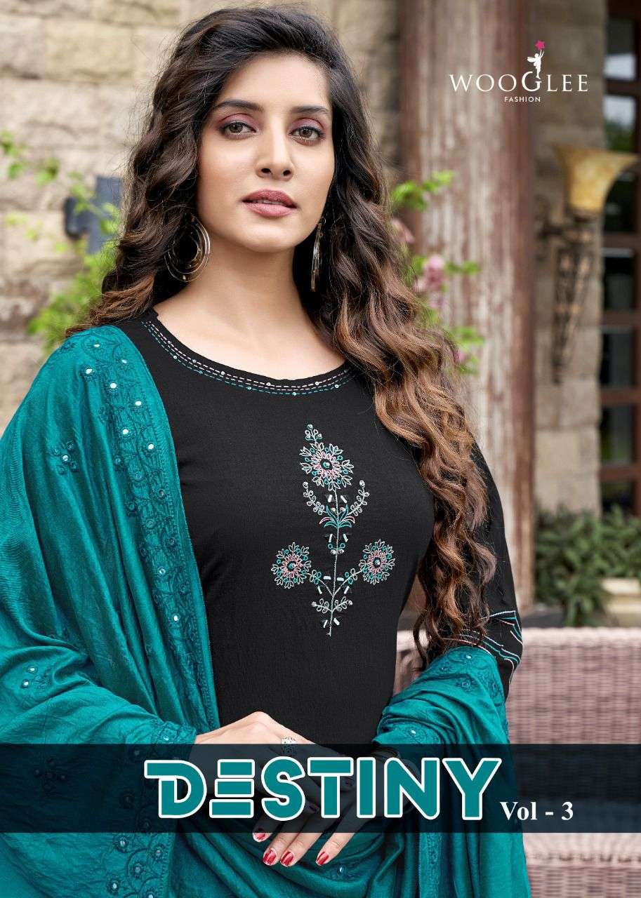 wooglee destiny vol 3 top with bottom and dupatta set best rate 
