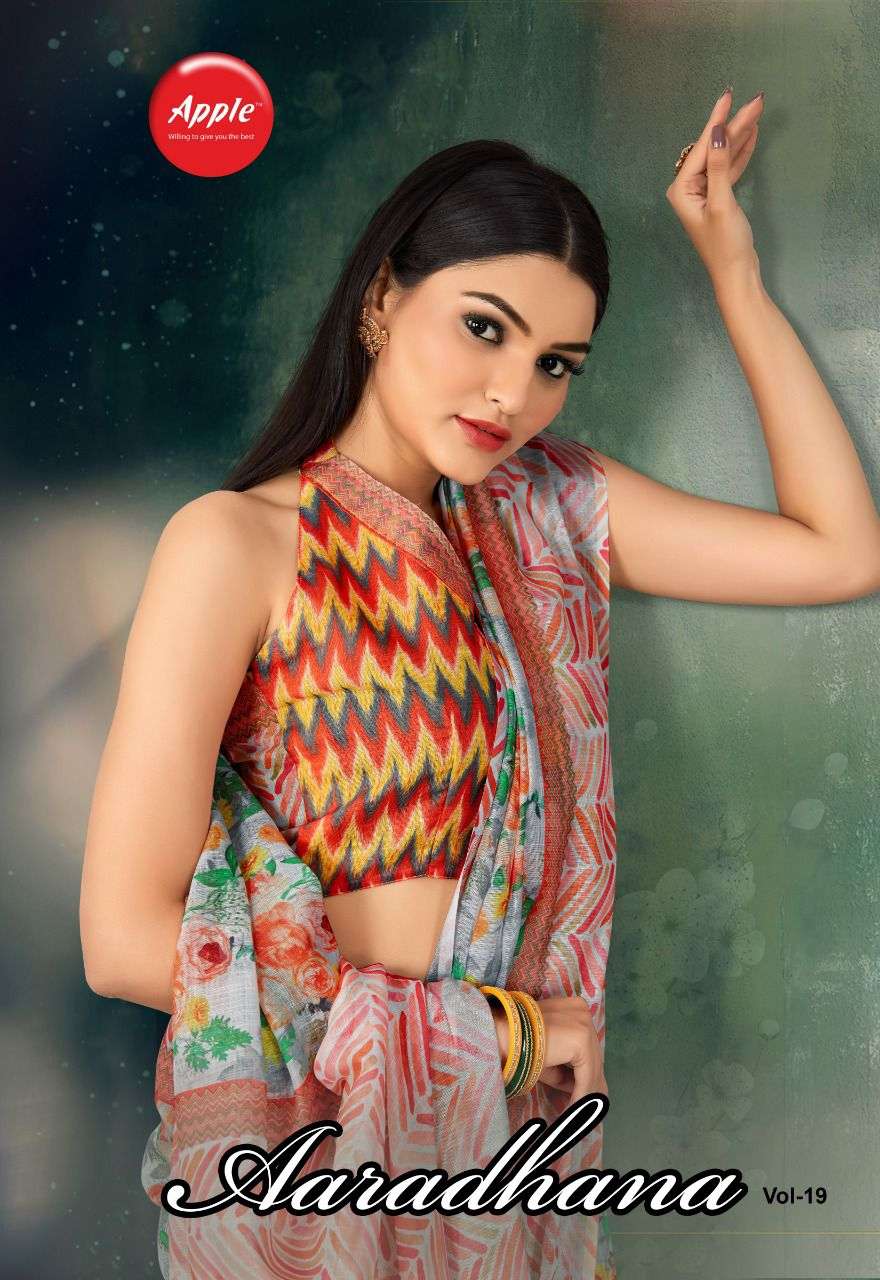aaradhana vol 19 by apple sarees linen fabrics 