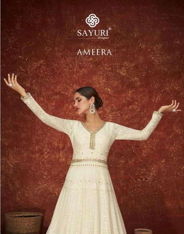 ameera by sayuri georgette party wear long readymade free size suits