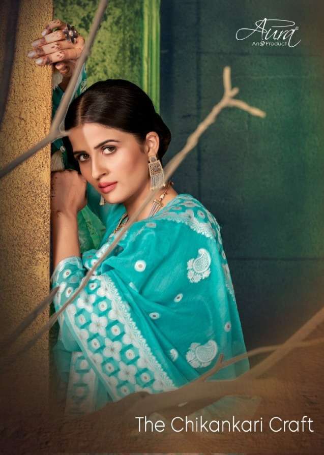aura chikankari craft chanderi cotton sarees collection
