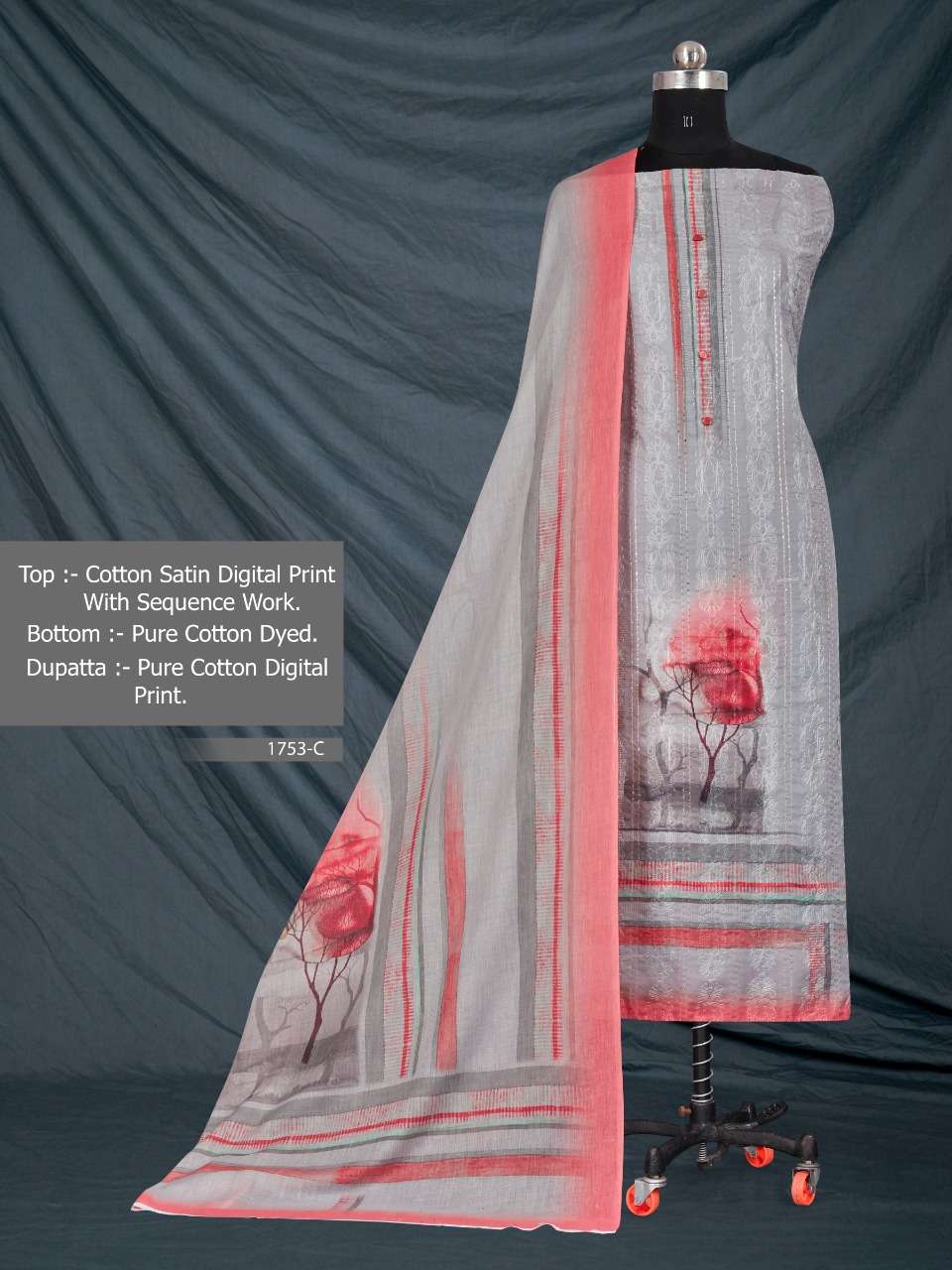 bipson 1753 design cotton satin non catalog ladies suits 