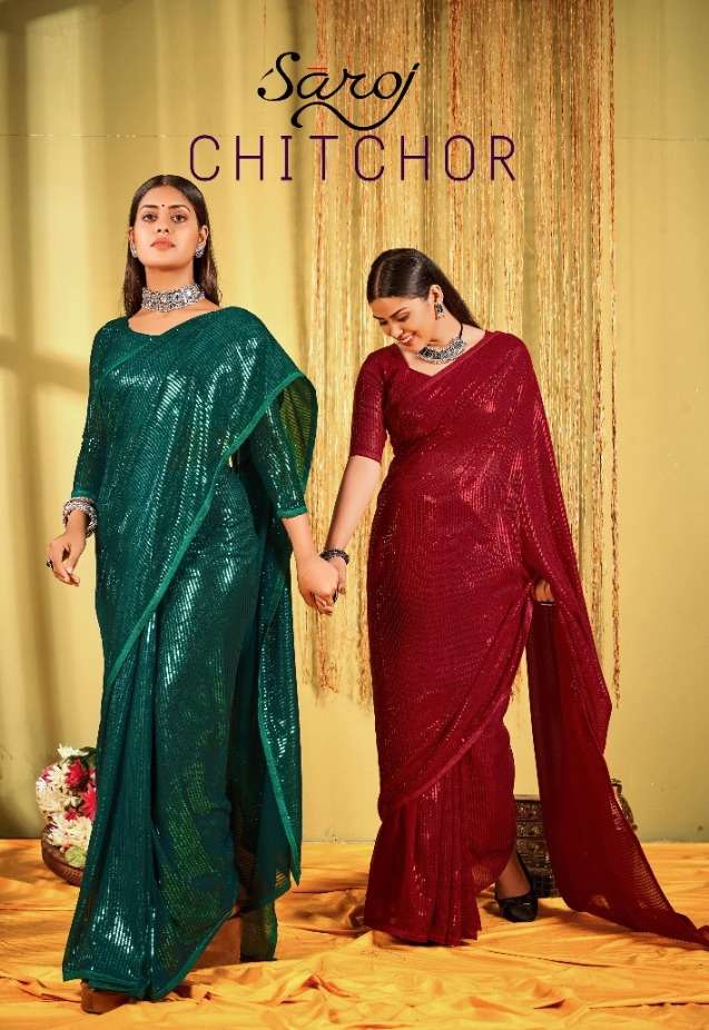 chitchor by saroj georgette sequence work designer saree