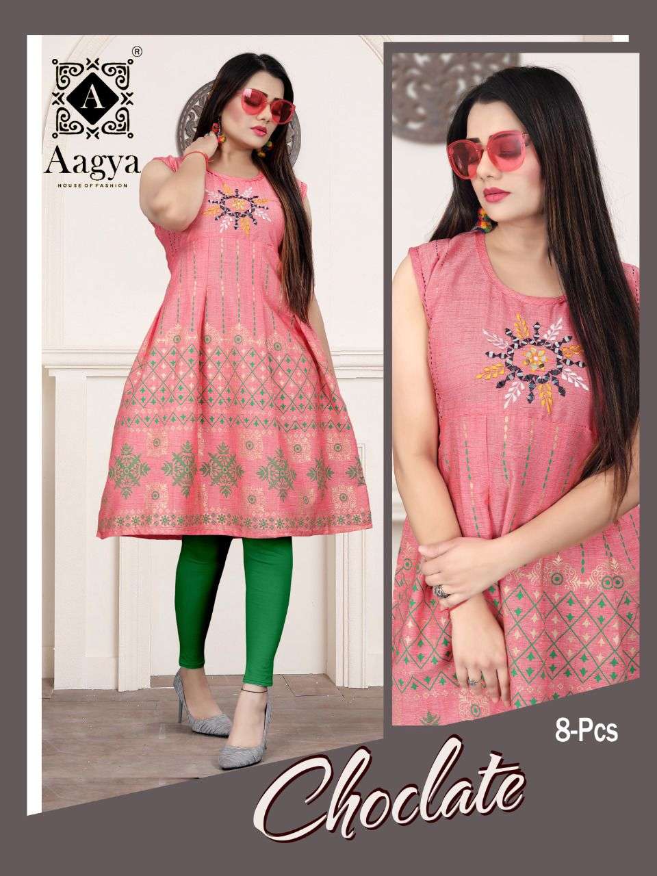 CHOCOLATE VOL.2 BY AAGYA HEAVY RAYON TWO TONE KURTI CATALOG WHOLESALER BEST RATE