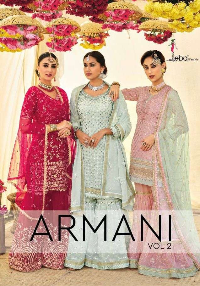 eba armani vol 2 exclusive plazzo stylish fancy suit for eid collection