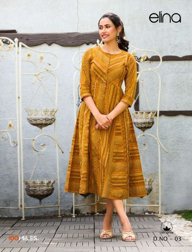 elina by 100 miles cotton gown kurti catalogue exporter