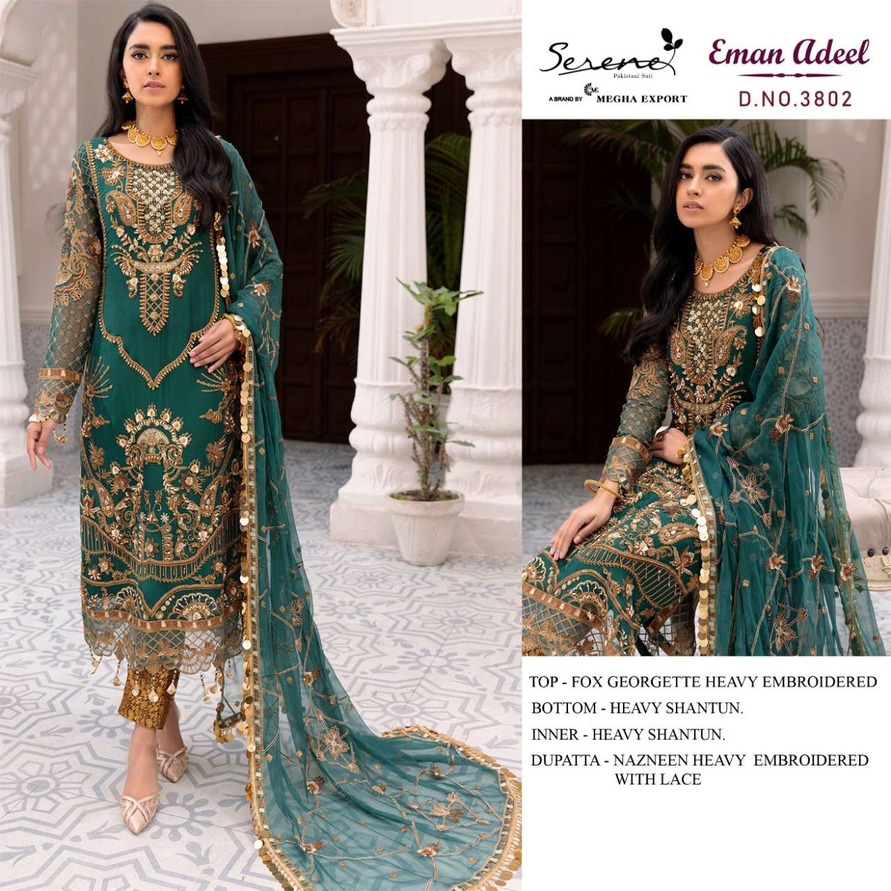 eman adeel by megha exports georgette pakistani salwar kameez