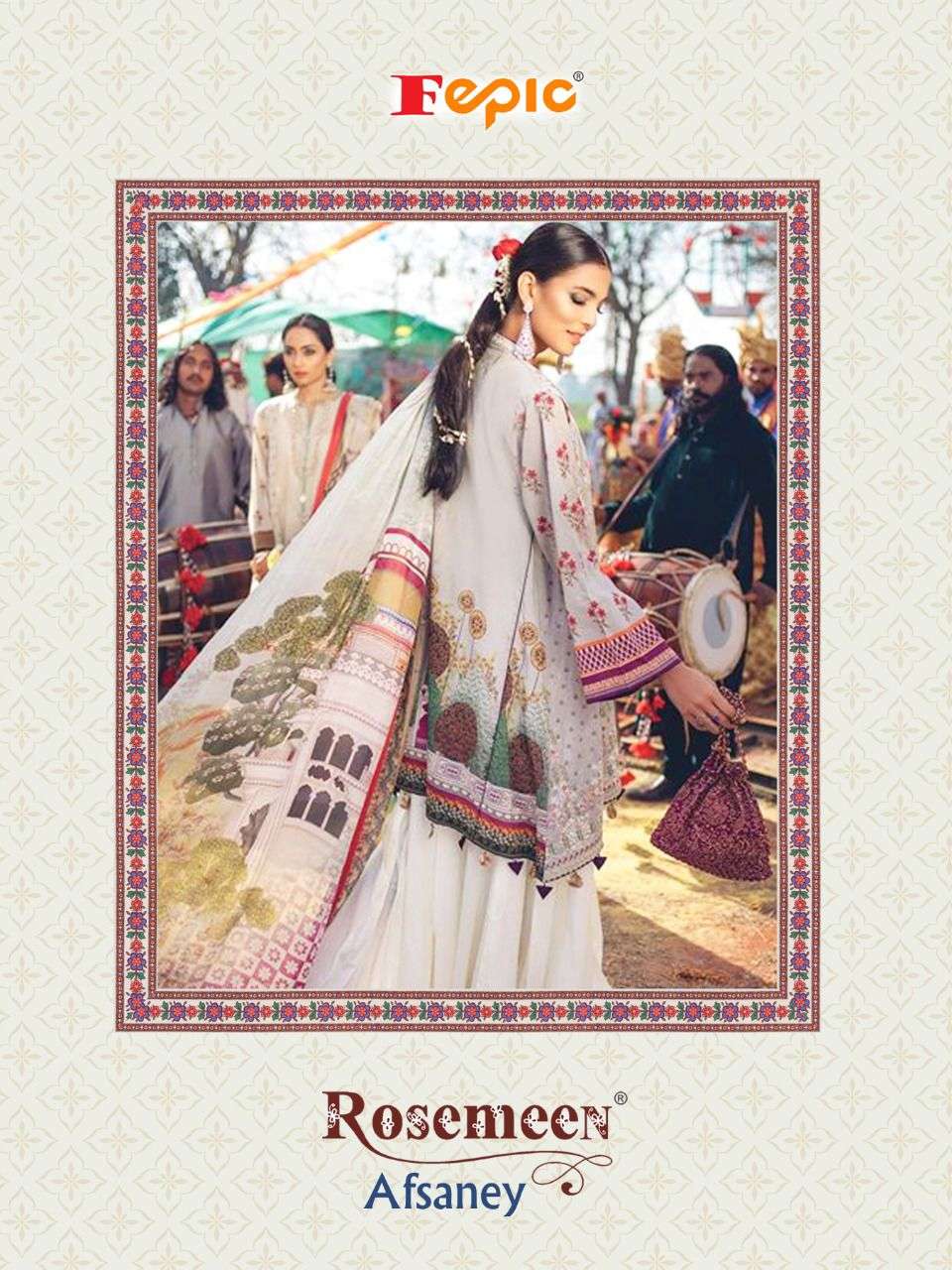fepic rosemeen afsaney cotton work pakistani fancy dress materials