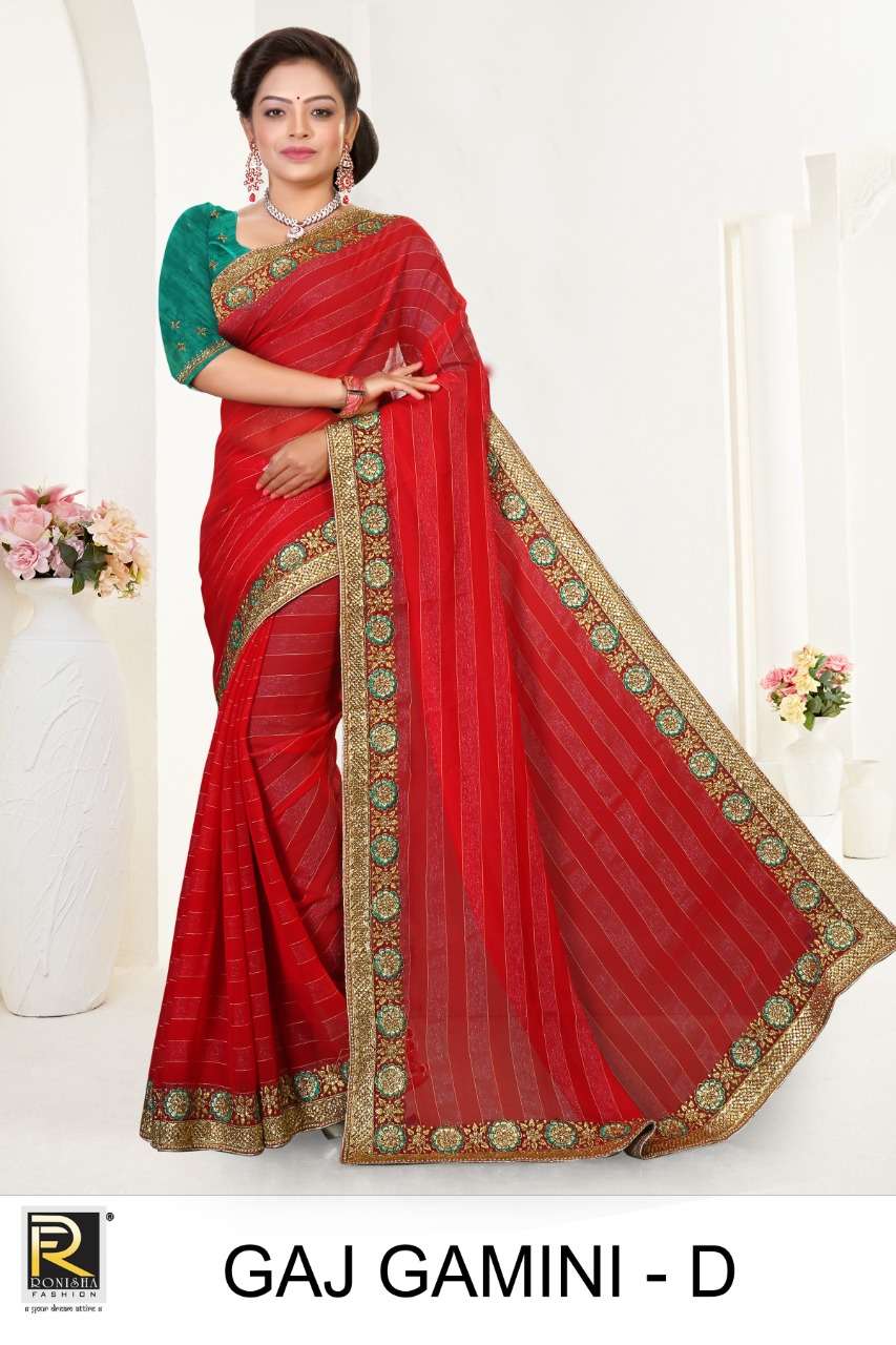 Gaj gamini by Ranjna saree ciffone fancy fabric embroidery worked heavy Diamond exclusive collection