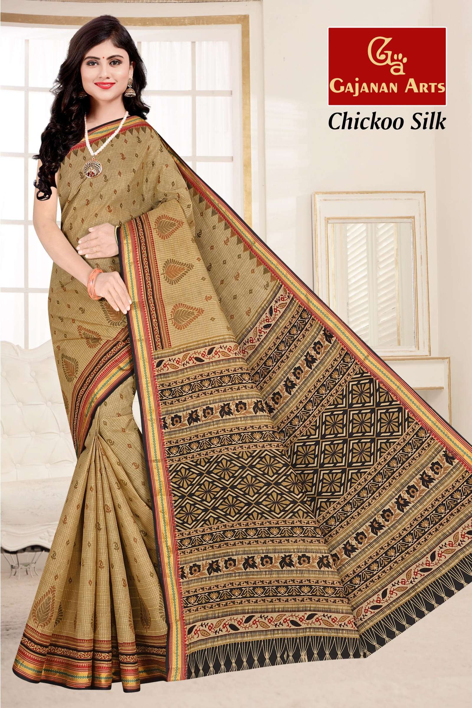 gajanan arts chickoo silk pure cotton sarees 