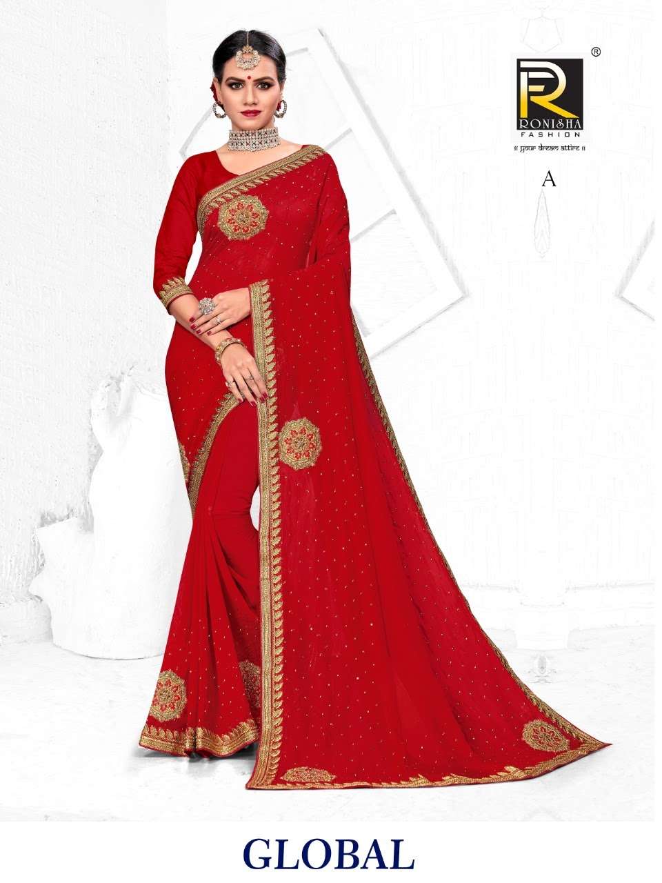 Global by Ranjna sarees fancy fabric jenni silk worked heavy Diamond designer saree collecton 