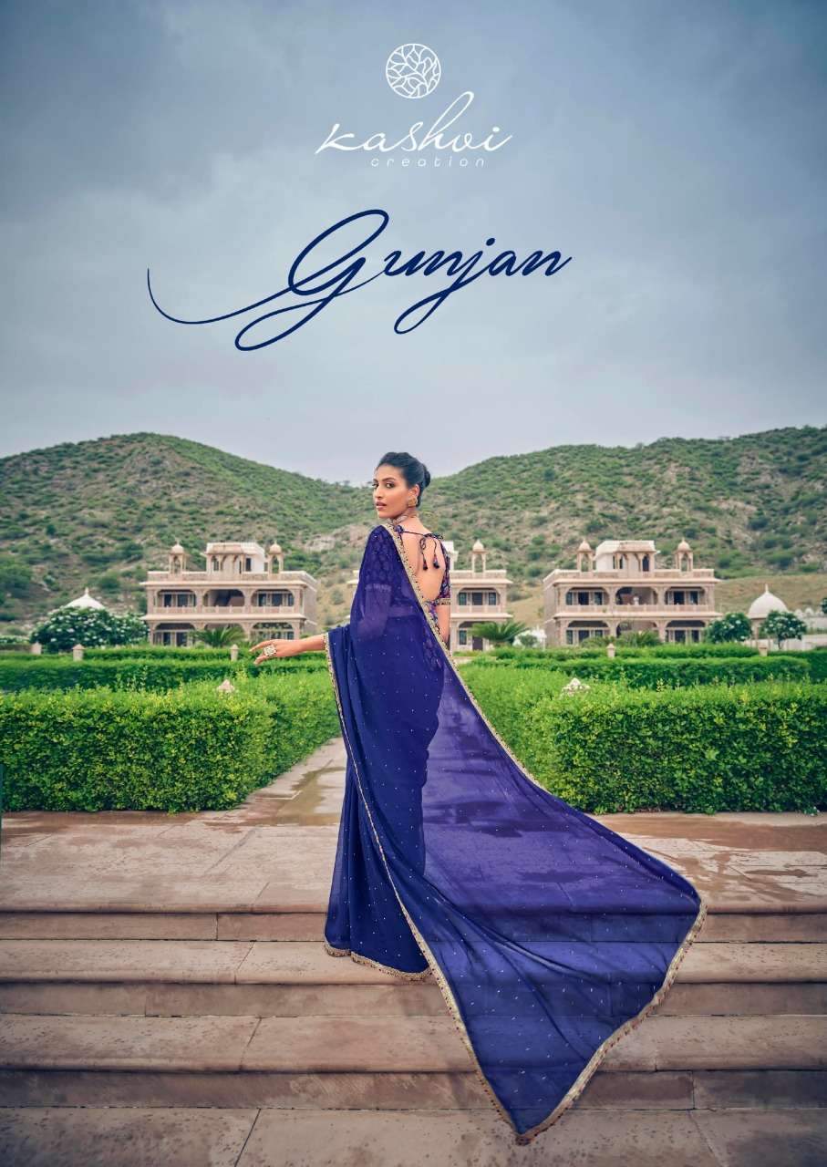 gunjan by kashvi chiffon printed saree with diamond