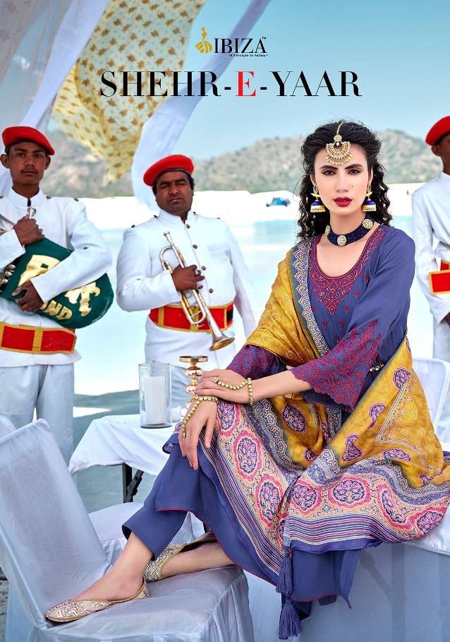 ibiza shehr e yaar pure silk embroidery indian salwar kameez