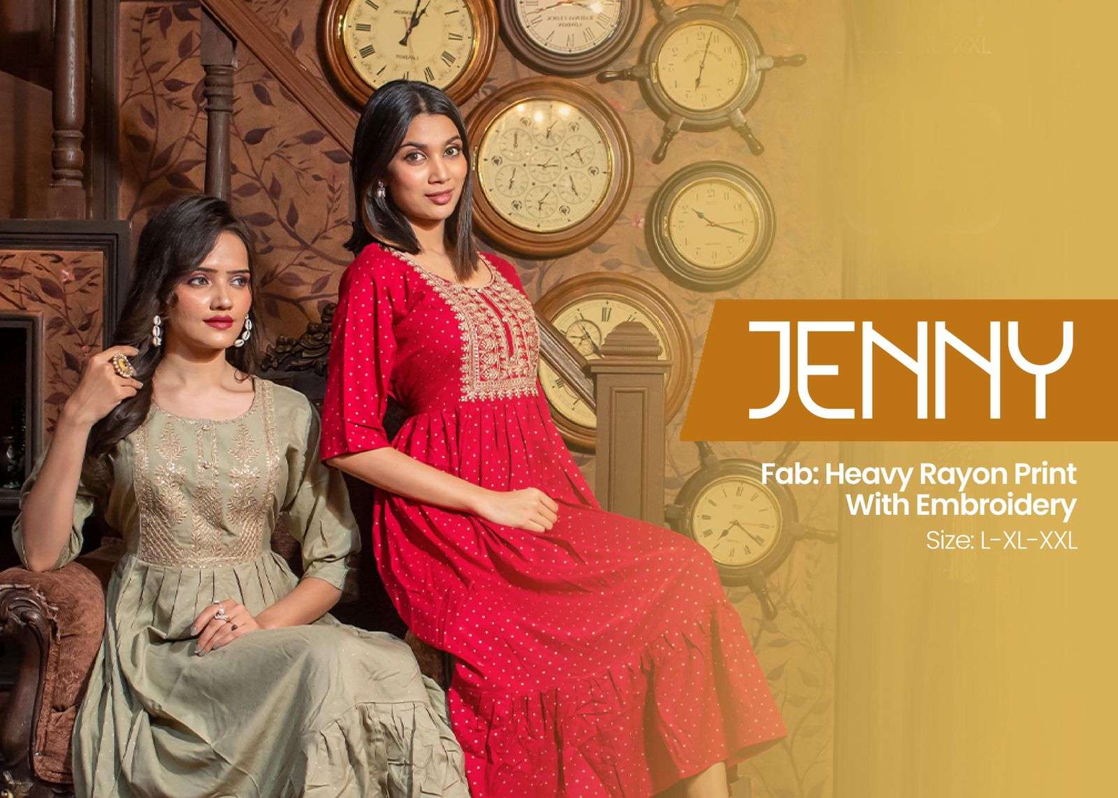 JENNY BY BEAUTY QUEEN HEAVY RAYON PRINT WORK KURTI CATALOG WHOLESALER BEST RATE