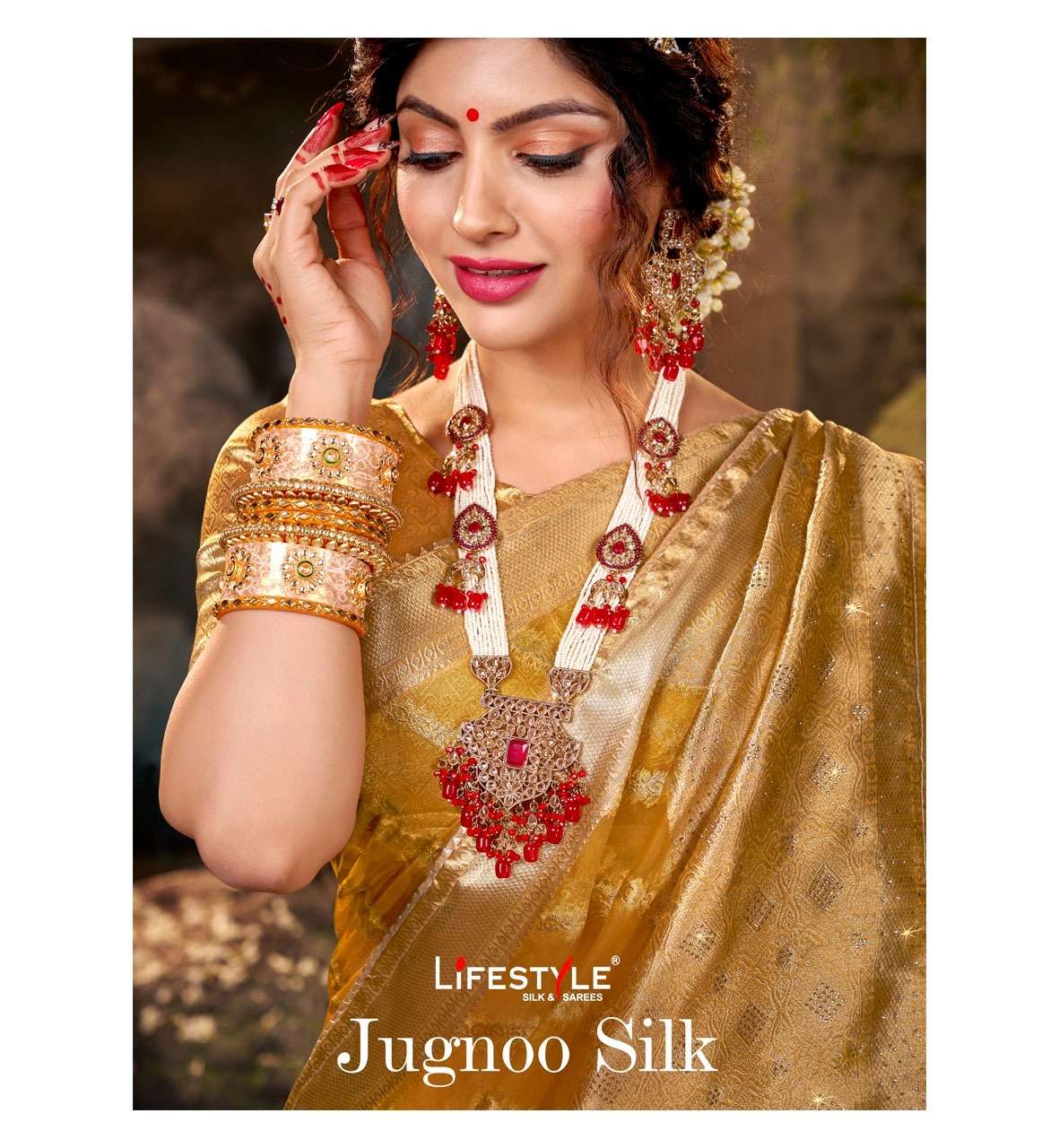 jugnoo silk vol 1 by lifestyle organza tissue saree exporter