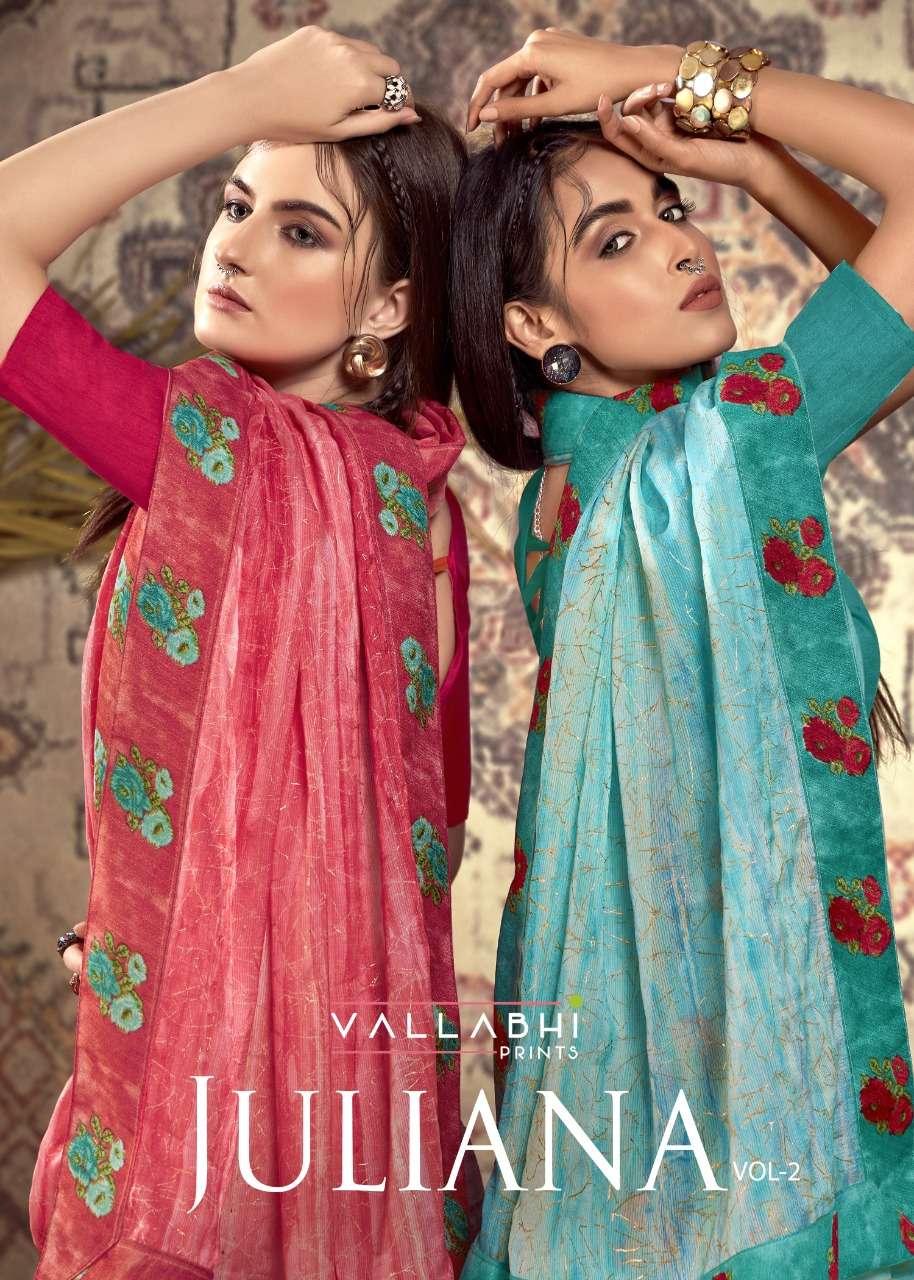 juliana vol 2 by vallabhi moss chiffon printed designer sarees