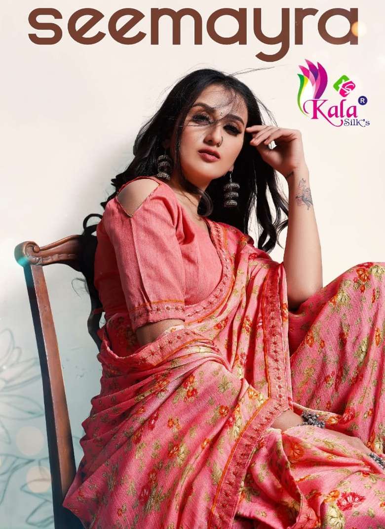 kala silk seemayra moss chiffon saree with border 