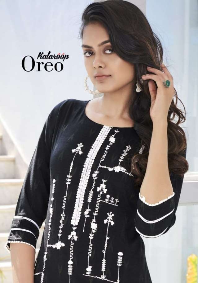 kalaroop oreo rayon cotton daily wear fancy kurti
