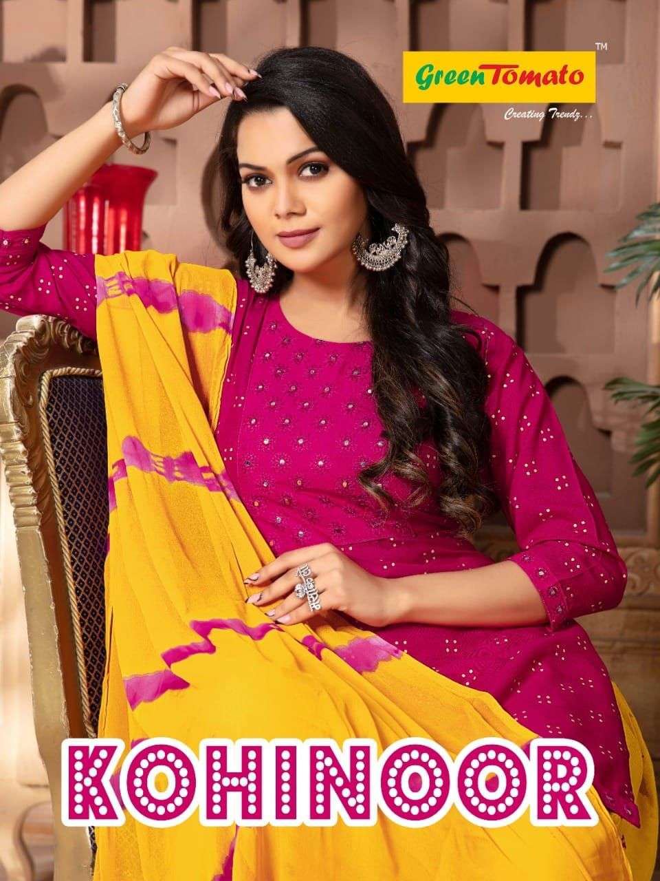 KOHINOOR PATIYALA BY GREEN TOMATO HEAVY RAYON READYMADE SUIT CATLOG WHOLESALER BEST RATE