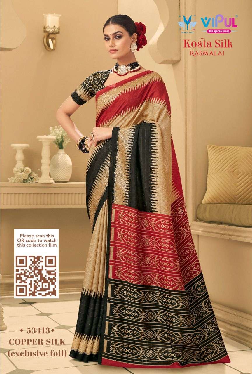 kosta silk rasmalai by vipul silk cotton summer wear fancy sarees