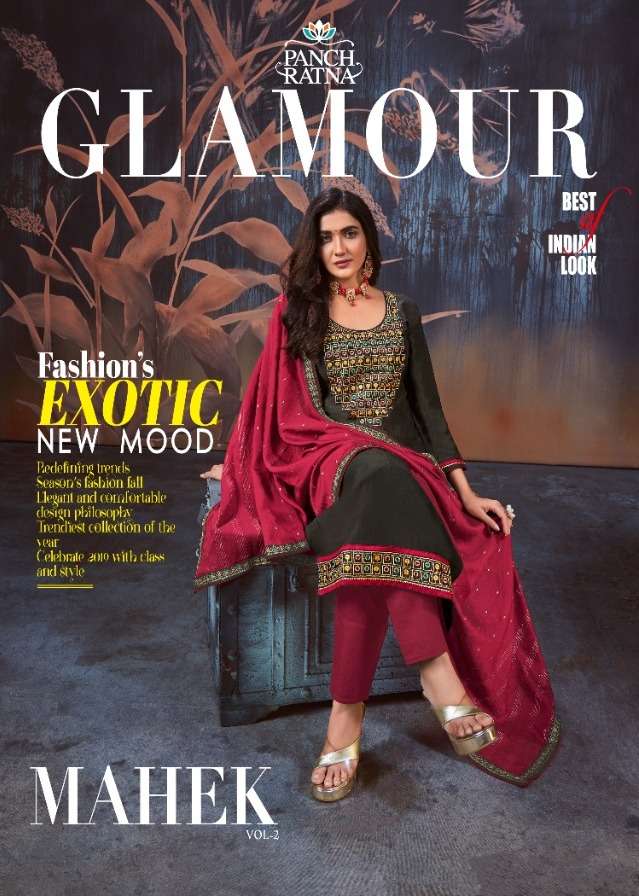 mahek vol 2 by panch ratna silk embroidery casual dresses supplier