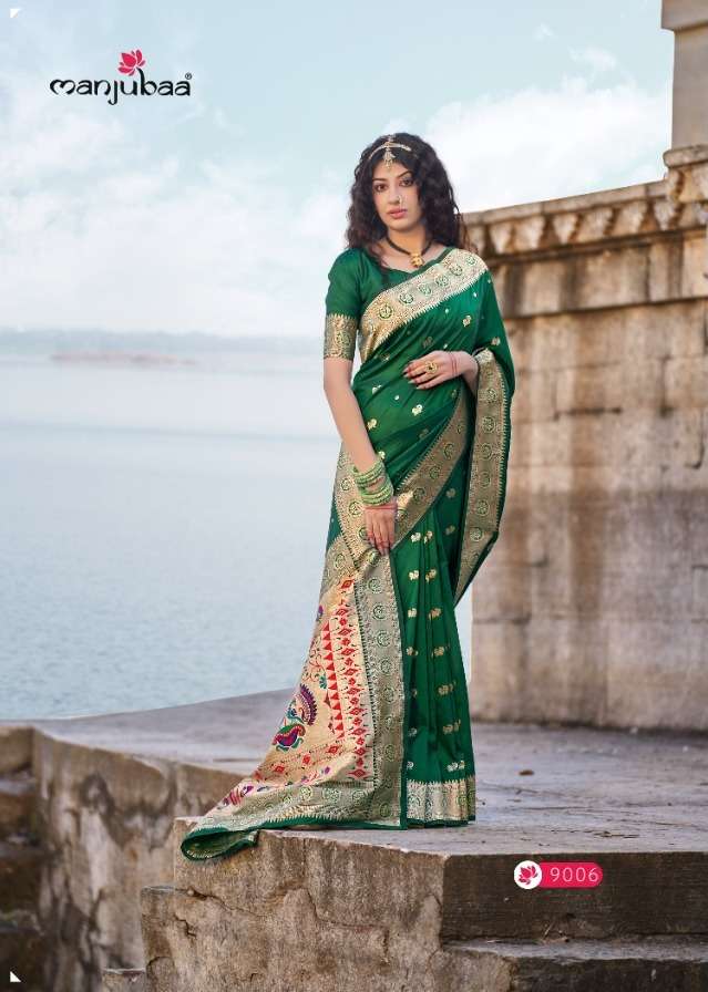 manjubaa mahavani paithani 9001-9008 series banarasi silk designer saree