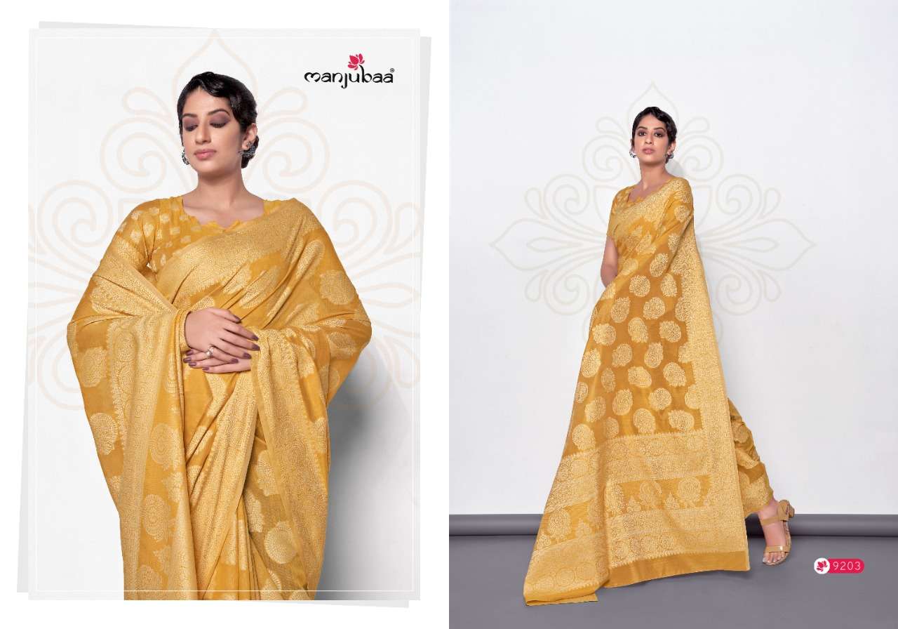 manjubaa muskaan silk vol 2 9201-9206 series cotton fancy sarees