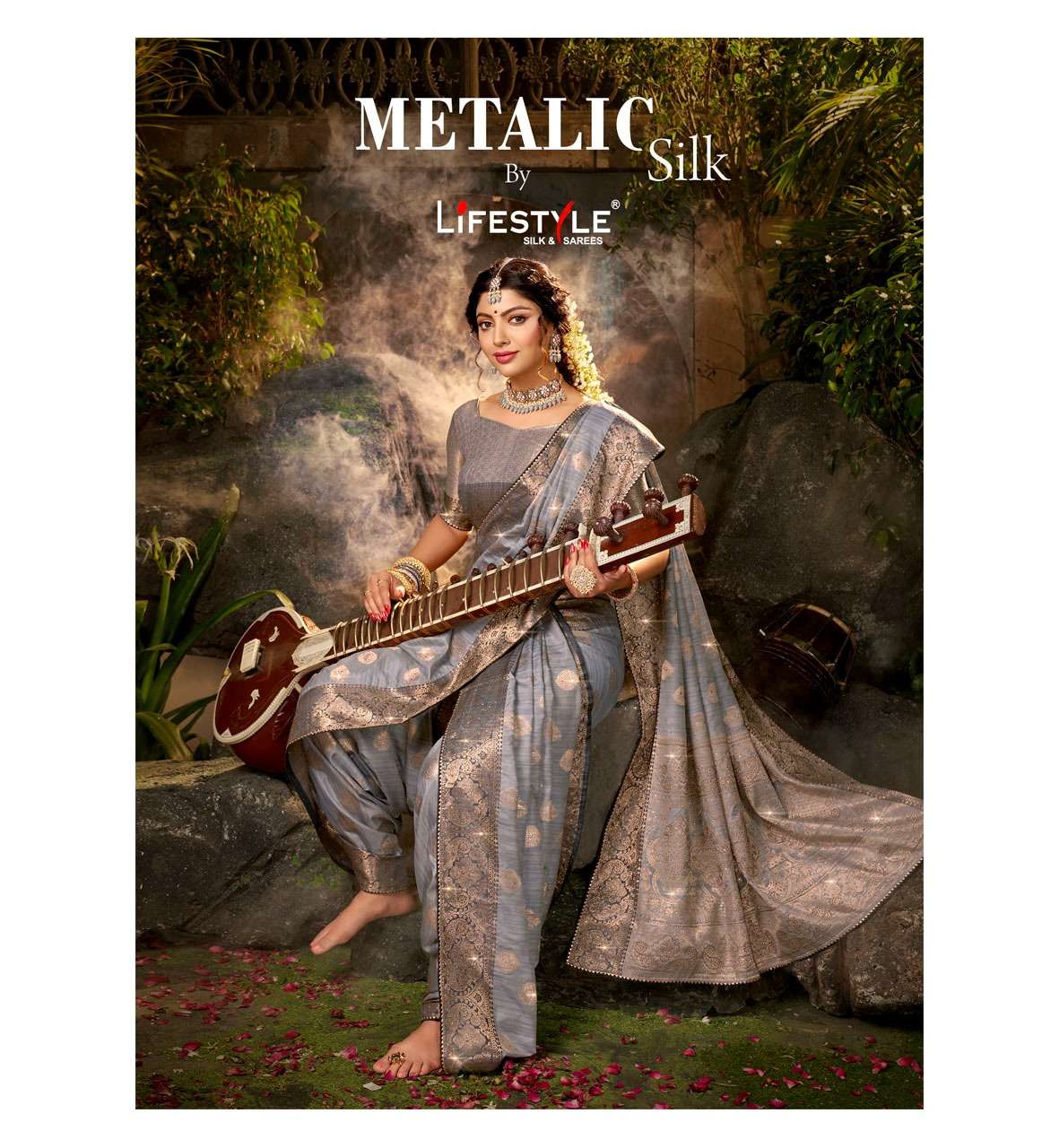 metalic silk vol 1 by lifestyle katan silk rich pallu style fancy saree