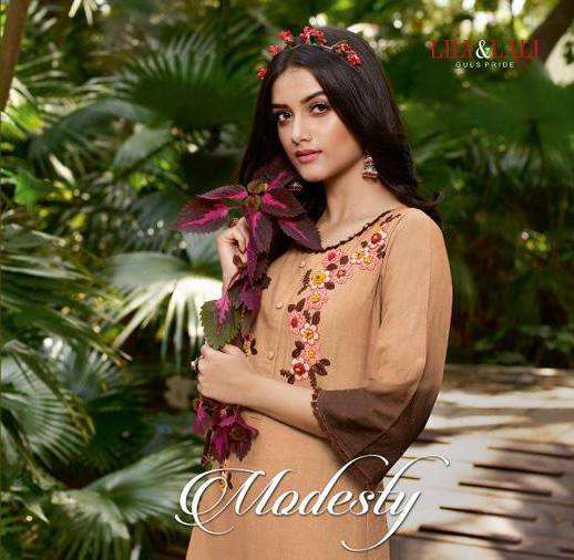 modesty by lily & lali cotton kurti with bottom collection