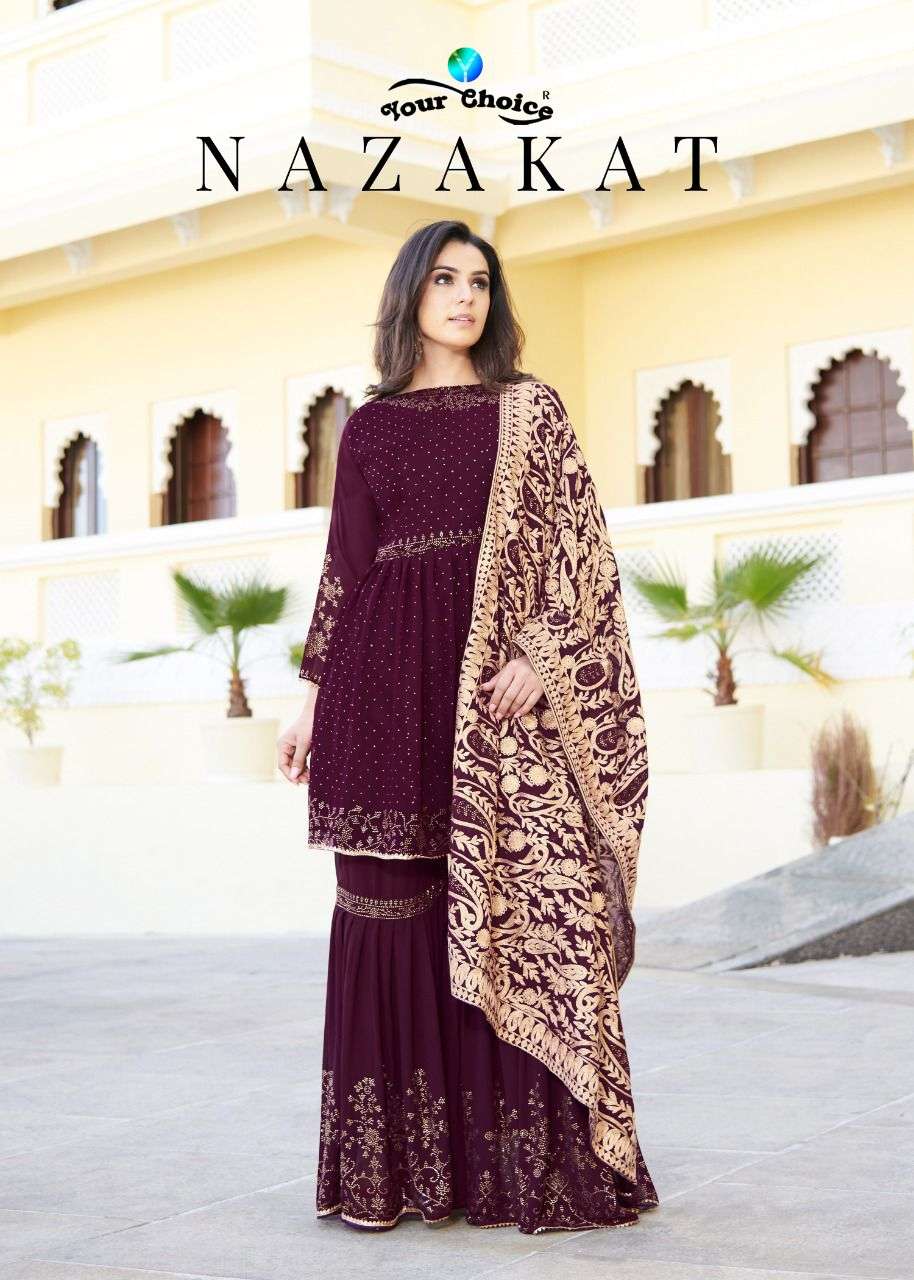 nazakat by your choice georgette peplum with sharara suit collection