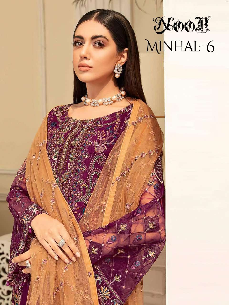 noor minhal vol 6 pakistani style georgette embroidery salwar kameez