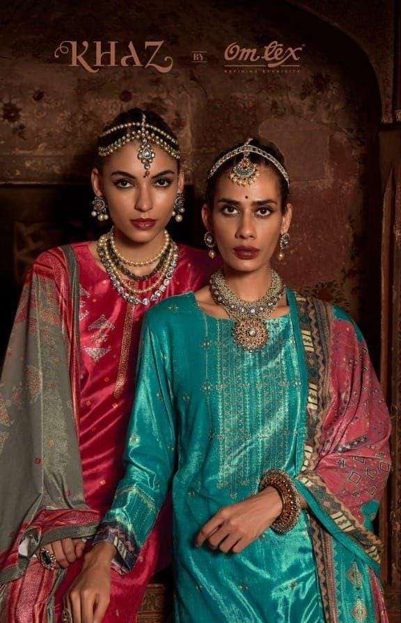 omtex present khaz crape digital printed with swarovski work suits