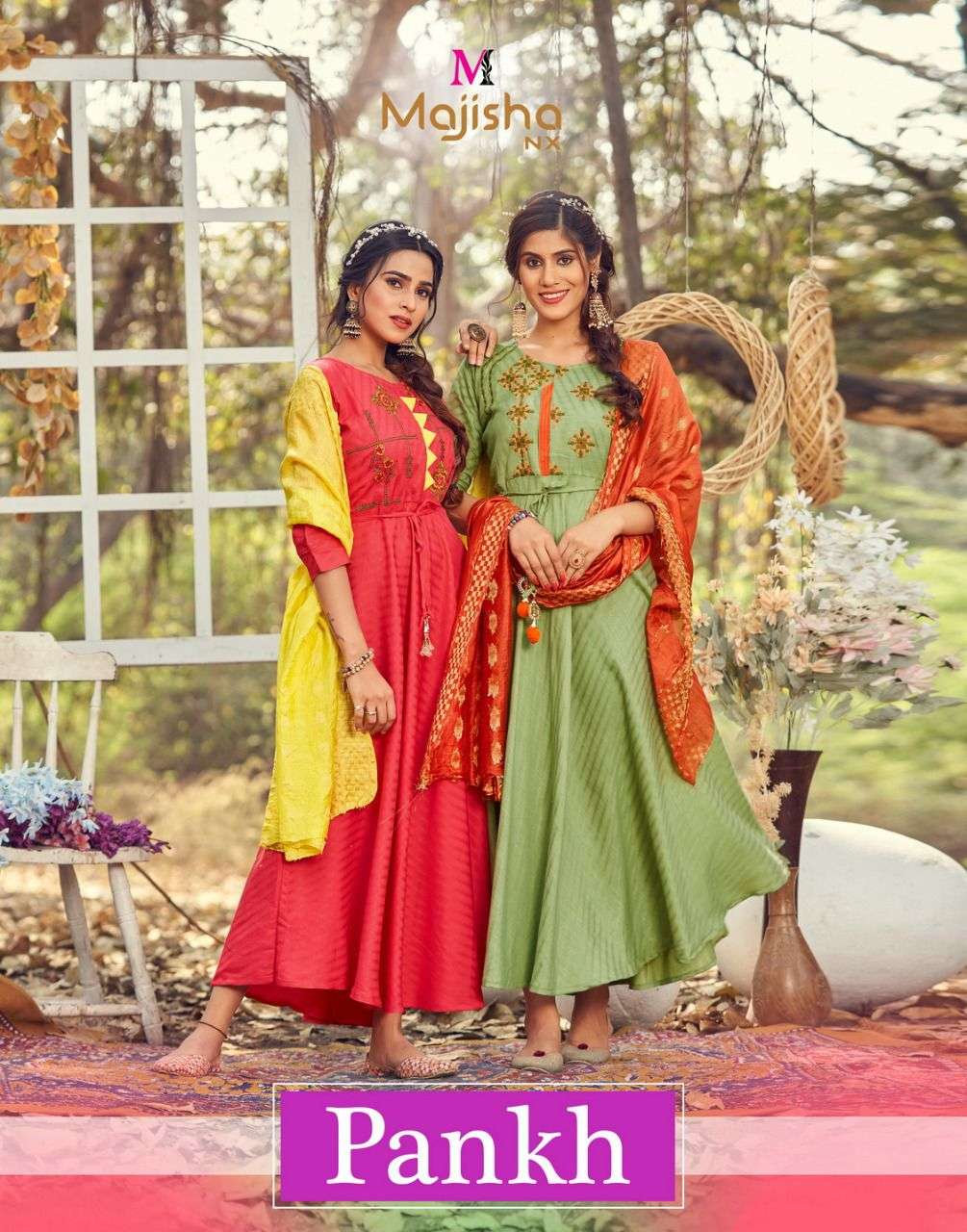 pankh vol 1 by majisha nx long designer gown with dupatta concept