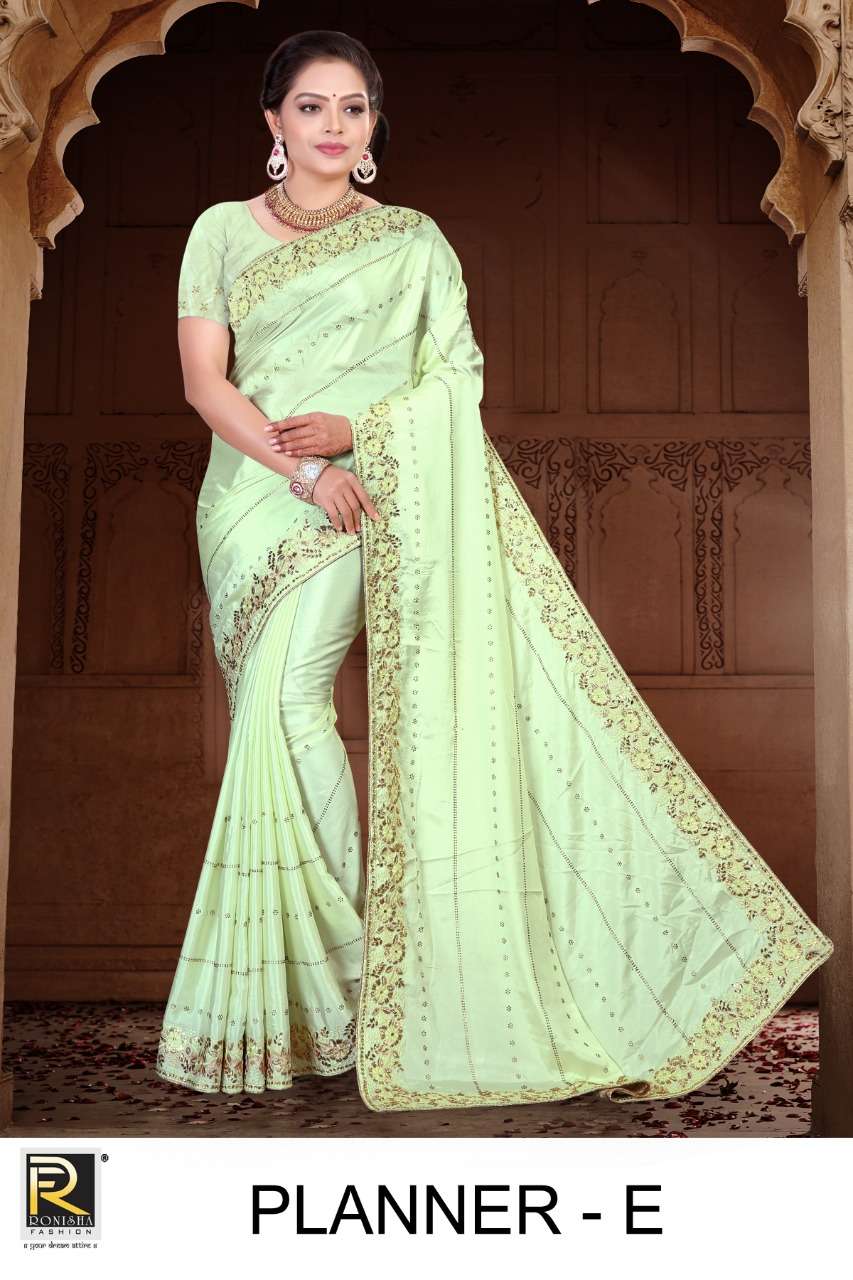 Planner by Ranjna sarees embroidery worked siroski diamond party wear saree collction