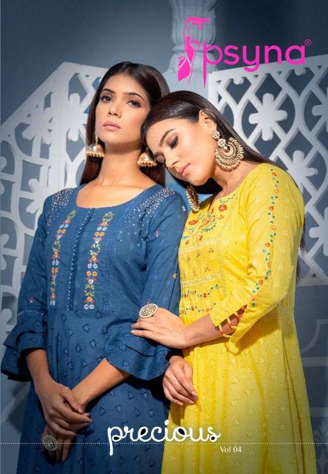 precious vol 4 by psyna cotton embroidery designer gown collection