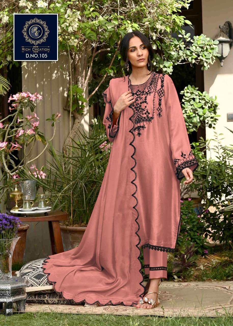 rich creation d no 105 georgette pakistani kurti with pant collection