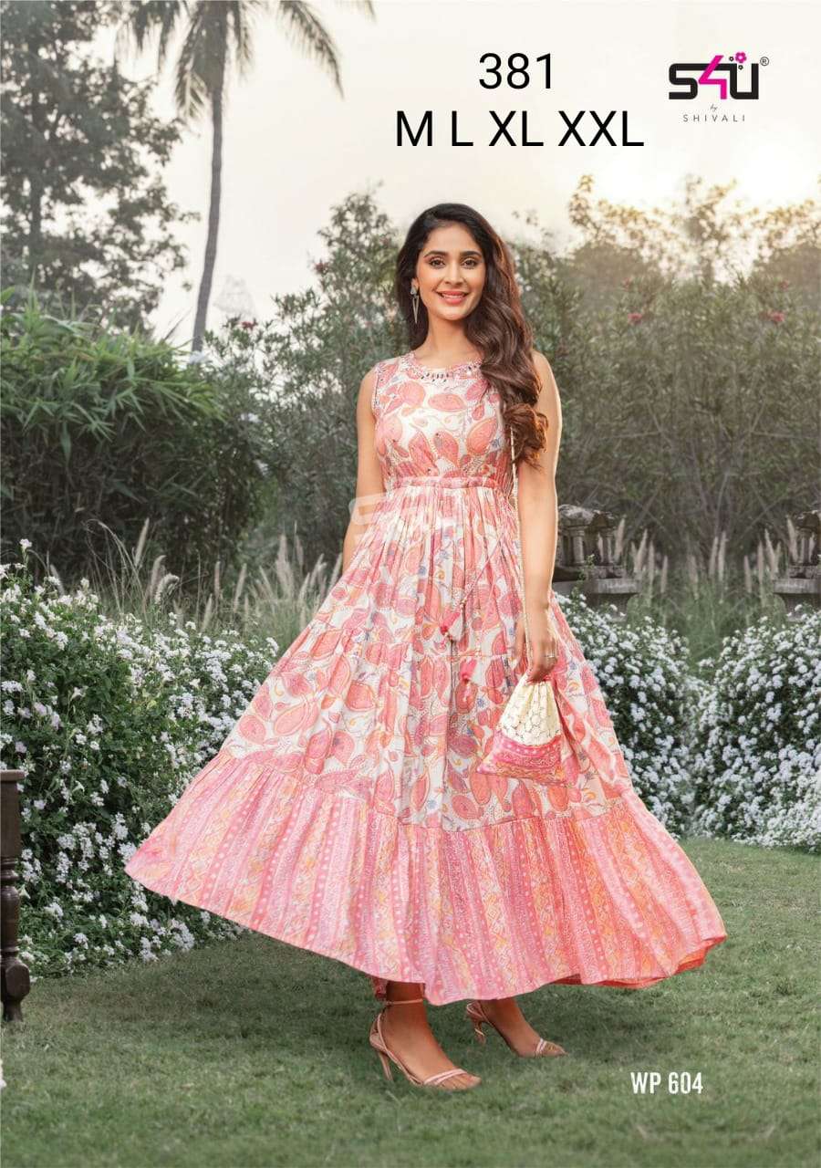 s4u 381 design combo set of gown kurti style 