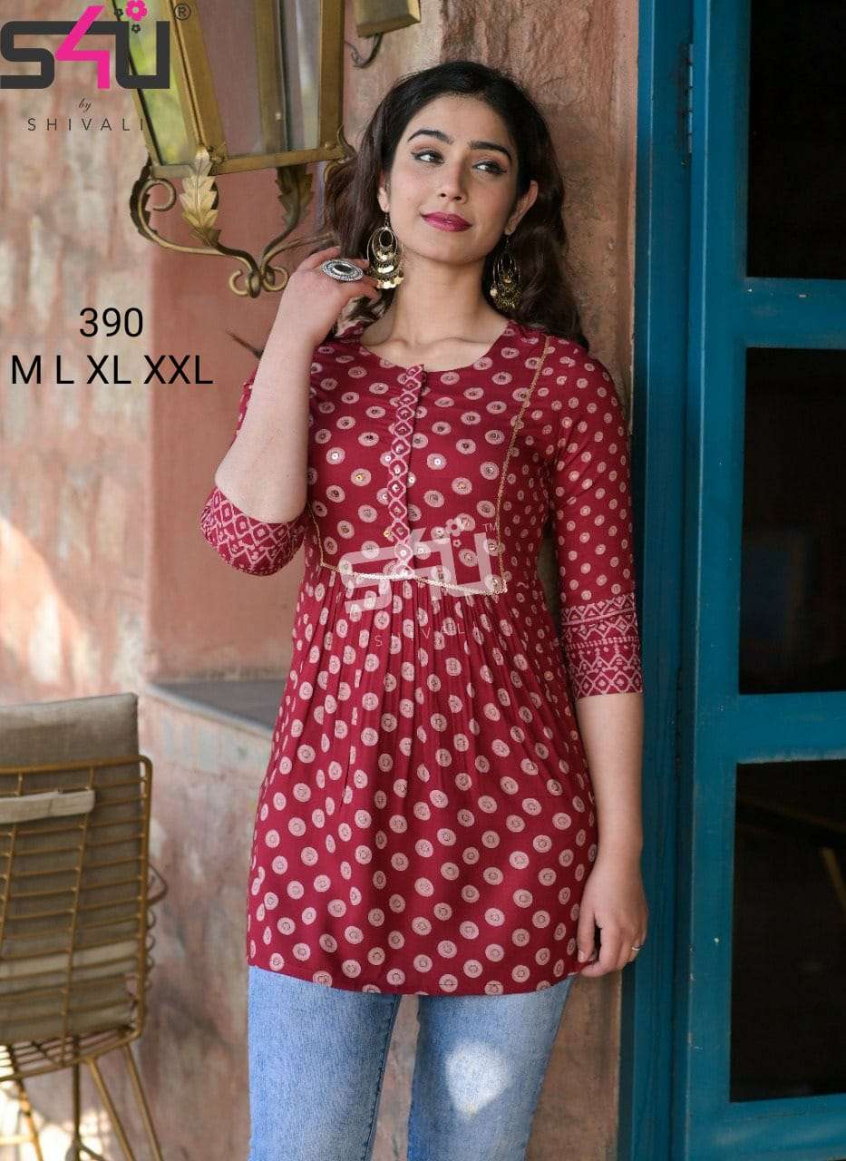 s4u 390 design combo set of short kurti for wholesale 