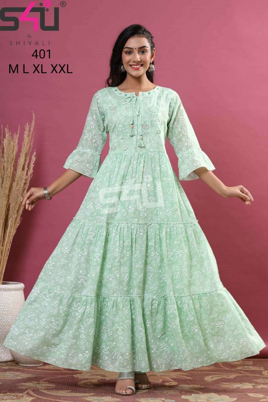 s4u 401 design combo set of gown kurti collection 