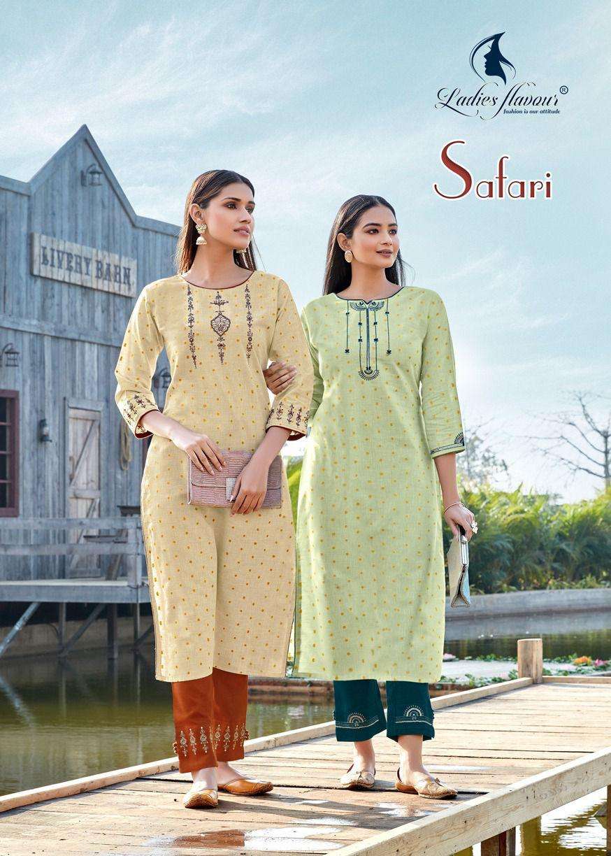 safari by ladies flavour cotton work kurti with bottom supplier