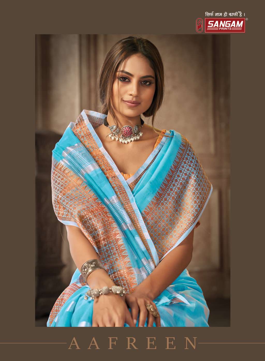 sangam prints aafreen linen cotton saris wholesaler