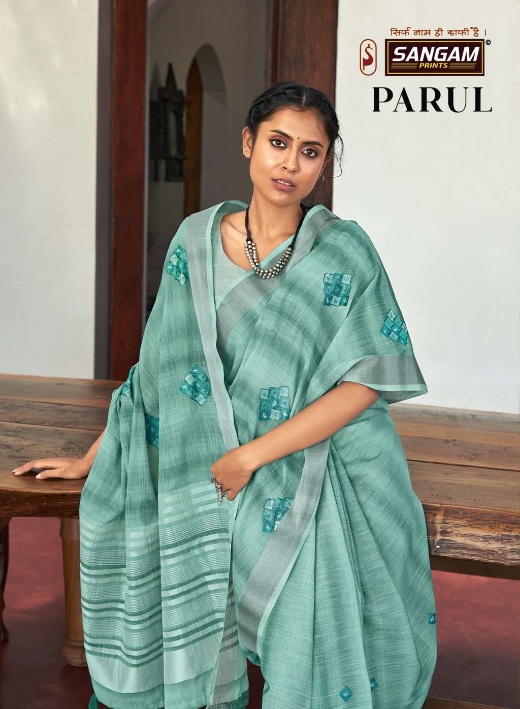 sangam prints parul linen cotton embroidery saris wholesaler