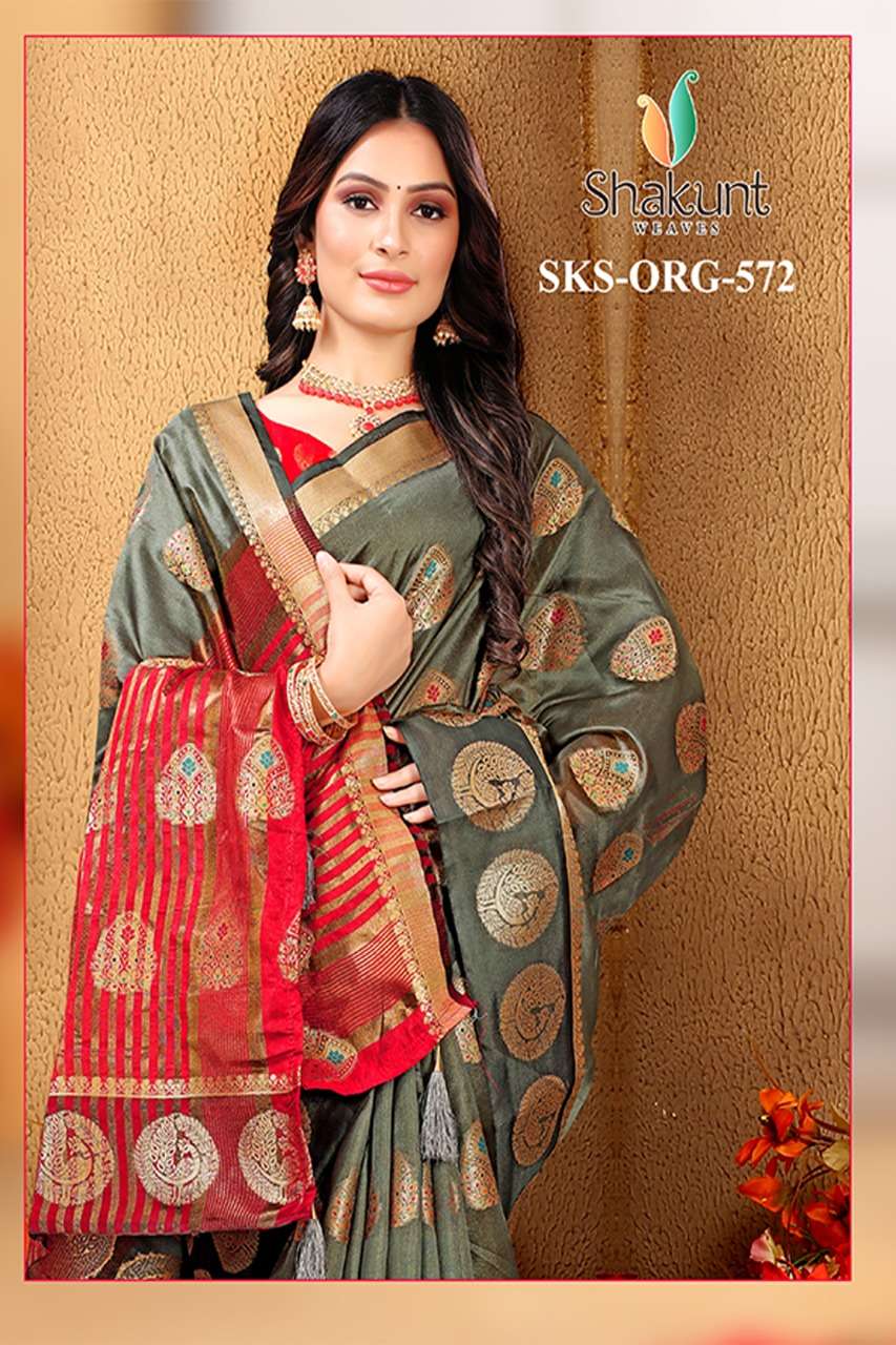 shakunt sks org 572 casual wear organza sarees